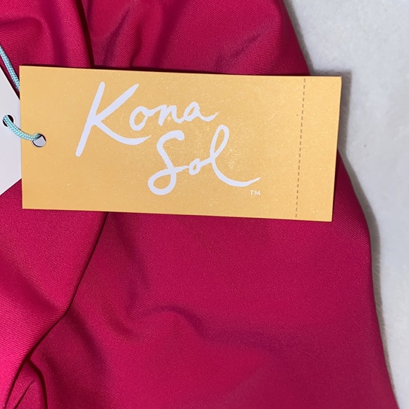 NWT Kona Sol Fuchsia One Piece Bathing Suit size 20 one shoulder ruffle - Picture 7 of 12